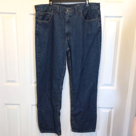 George Men's 100% Cotton Relaxed Fit Tapered Leg Jeans Size 40x32- Medium Wash - Picture 3 of 8